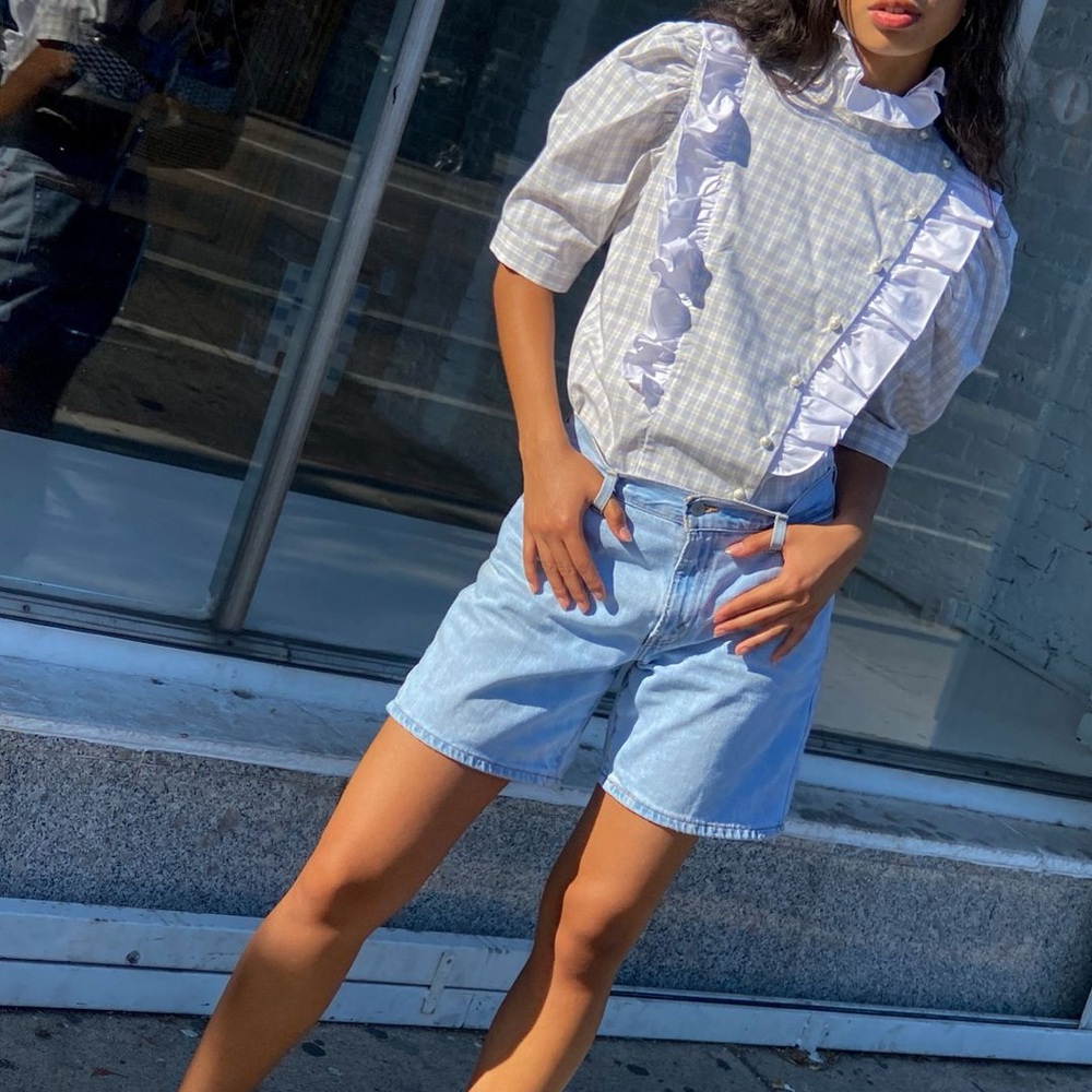 BATSHEVA
Sophie Ruffled Check Cotton-Poplin Blouse